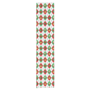 Caminho De Mesa Pequeno Ornamentos de Natal Feliz Verde Vermelho