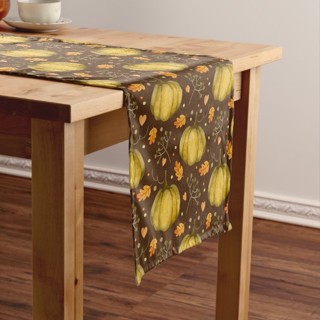 Caminho De Mesa Pequeno Ouro Pumpkins Curto Mesa Runner (No Local)