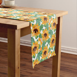 Caminho De Mesa Pequeno Padrão Amarelo e Verde bonito dos Girassóis