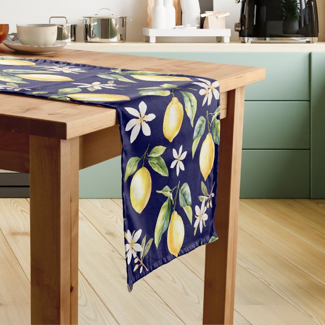 Caminho De Mesa Pequeno Padrão Botânico Floral da Fruta de Limão Citrus (In situ)