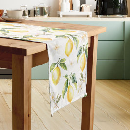 Caminho De Mesa Pequeno Padrão Botânico Floral de Fruta de Limão Cítrico