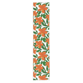 Caminho De Mesa Pequeno Padrão Botânico Verde Floral Laranja Vermelho