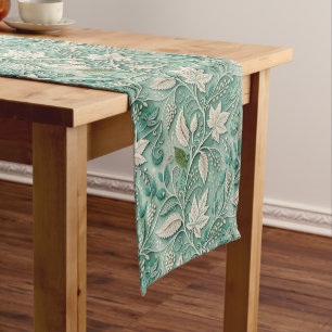 Caminho De Mesa Pequeno Padrão Botânico Vintage Bege Verde Pastel