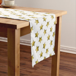 Caminho De Mesa Pequeno Padrão branco das estrelas douradas Elegantes