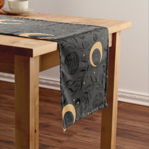Caminho De Mesa Pequeno Padrão Celestial de Sol e Lua