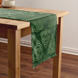 Caminho De Mesa Pequeno Padrão Celta Irlandês Verde e Dourado Elegante