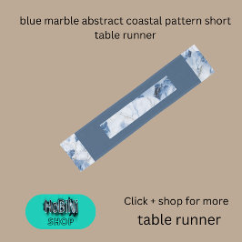 Caminho De Mesa Pequeno padrão costeiro abstrato de mármore azul