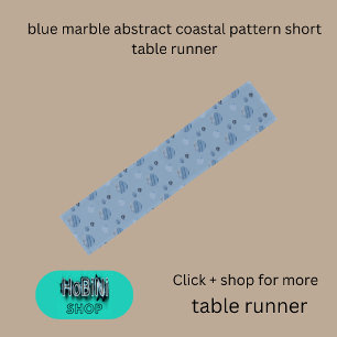 Caminho De Mesa Pequeno padrão costeiro abstrato de mármore azul