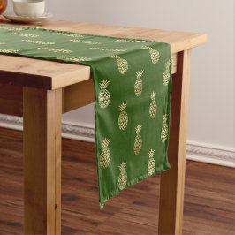 Caminho De Mesa Pequeno Padrão de abacaxi verde e dourado elegante
