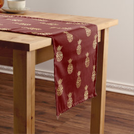 Caminho De Mesa Pequeno Padrão de abacaxi vermelho escuro e Dourado elegan