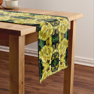 Caminho De Mesa Pequeno Padrão de Abstrato de Flores de Primrose Amarela