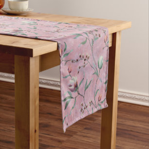 Caminho De Mesa Pequeno Padrão de Anêmonas das Tulipas Rosa e Branca