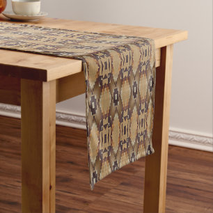 Caminho De Mesa Pequeno Padrão de Arte da Cinza Trendy Orange Brown Taupe