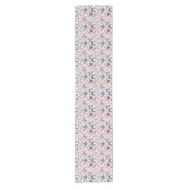 Caminho De Mesa Pequeno Padrão de Arte Folclórica Azul e Vermelha