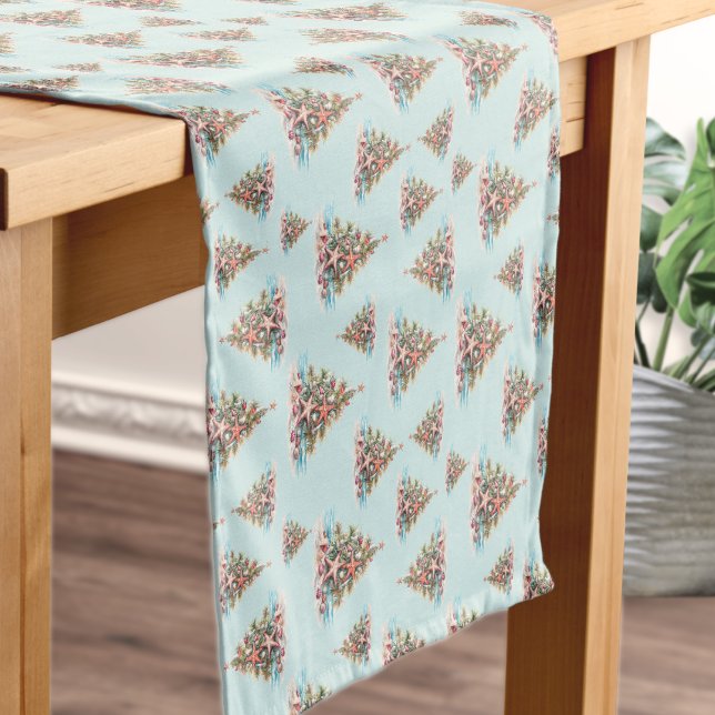 Caminho De Mesa Pequeno Padrão de Árvore de Natal da Beach Shell (Beach Shell Christmas Tree Pattern Short Table Runner)