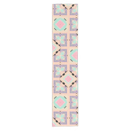 Caminho De Mesa Pequeno Padrão de Azulejo Geométrico Pastel | Rosa Lilás R