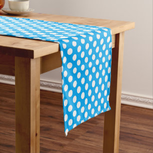 Caminho De Mesa Pequeno padrão de bolinhas branco azul