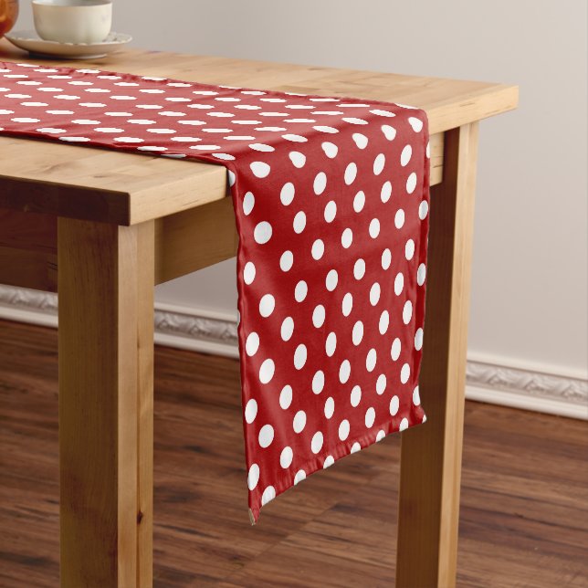 Caminho De Mesa Pequeno Padrão de bolinhas branco vermelho (No Local)