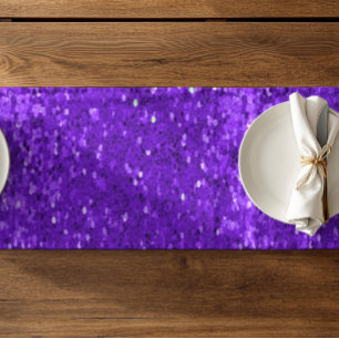 Caminho De Mesa Pequeno Padrão de Brilho Falso Glam Roxo Profundo