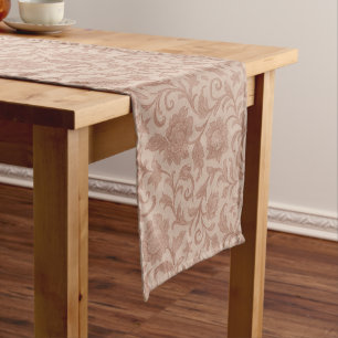 Caminho De Mesa Pequeno Padrão de Brocado Floral Rosa Poeirento