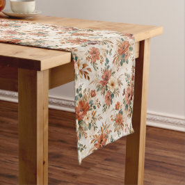 Caminho De Mesa Pequeno Padrão de Buquê de Flores Silvestres de Terracota