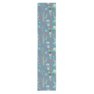 Caminho De Mesa Pequeno padrão de cacto e ladybug - fundo azul