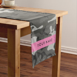 Caminho De Mesa Pequeno Padrão de Camuflagem Cinza, Seu nome, Personalize
