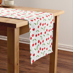 Caminho De Mesa Pequeno Padrão de Cereja Vermelha Doce
