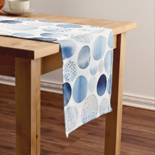 Caminho De Mesa Pequeno Padrão de círculos azuis e brancos abstratos em aq