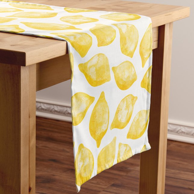 Caminho De Mesa Pequeno Padrão de Citros de Limão de Aquarela (Watercolor lemon citrus pattern table runner)