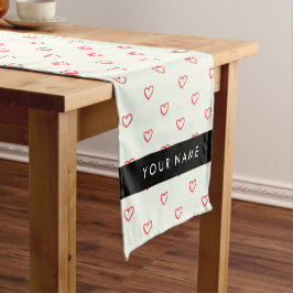 Caminho De Mesa Pequeno Padrão de Coração Vermelho, Amor, Seu Nome, Person