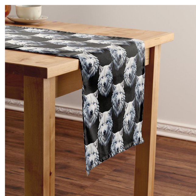 Caminho De Mesa Pequeno Padrão de design de cabeça de lobo branco (Criador carregado)