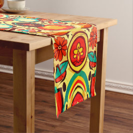 Caminho De Mesa Pequeno Padrão de Elementos de outono do Groovy 70s Retroa