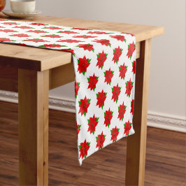 Caminho De Mesa Pequeno Padrão de Flor de Poinsettia em Branco