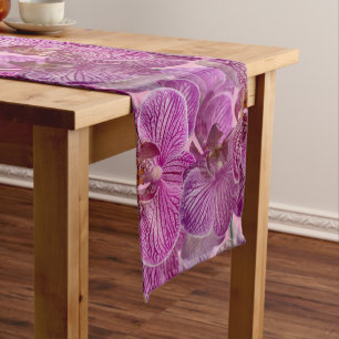 Caminho De Mesa Pequeno Padrão de Flores de Orquídea Magenta Rosa