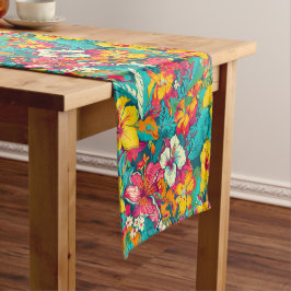Caminho De Mesa Pequeno Padrão de Flores Tropicais Coloridas