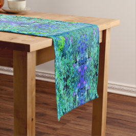 Caminho De Mesa Pequeno Padrão de Folhagem Abstrata em Chartreuse e Azul