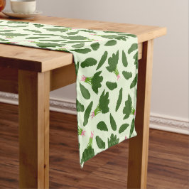 Caminho De Mesa Pequeno Padrão de Folhas de Espinafre Verde