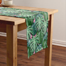 Caminho De Mesa Pequeno Padrão de Folhas Tropicais - Folhagem Verde