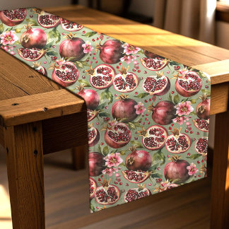 Caminho De Mesa Pequeno Padrão de Frutas e Flores de Romã Luxuriante