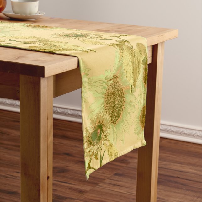 Caminho De Mesa Pequeno Padrão de girassol grande (No Local)