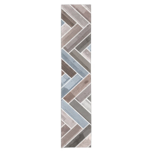 Caminho De Mesa Pequeno Padrão de Herringbone em Cinza azul marrom