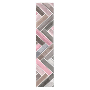 Caminho De Mesa Pequeno Padrão de Herringbone em Cinzas cor-de-rosa