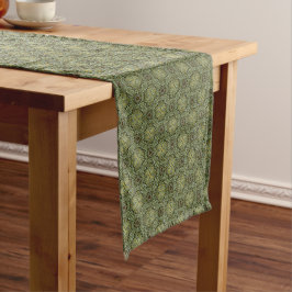 Caminho De Mesa Pequeno Padrão de Knit Teal, Verde e Vintage Dourado