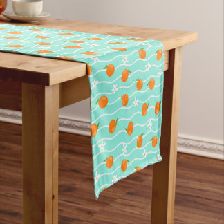 Caminho De Mesa Pequeno Padrão de Laranja e Flor com Fundo de Onda