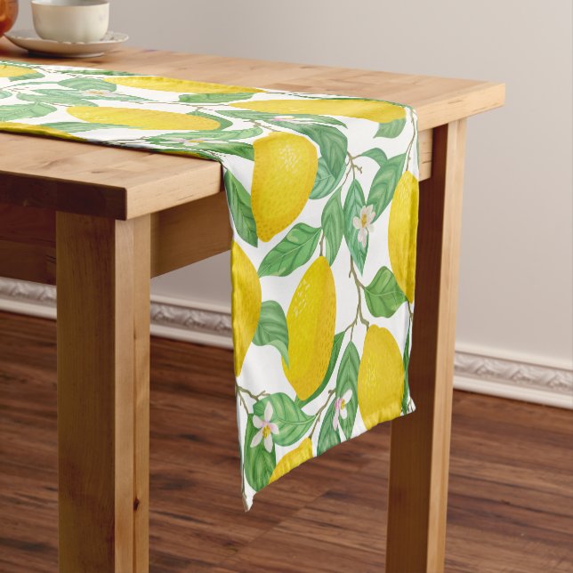 Caminho De Mesa Pequeno Padrão de limão branco verde-amarelo (No Local)
