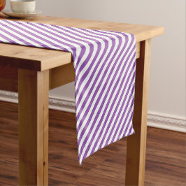 Caminho De Mesa Pequeno Padrão de listras diagonais roxas e brancas