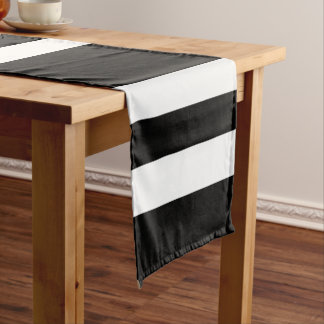 Caminho De Mesa Pequeno Padrão de Listras Preto e Branco Elegante