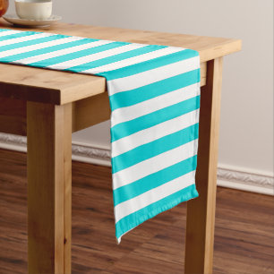 Caminho De Mesa Pequeno Padrão de Listras Turcas Brancas {escolha sua cor