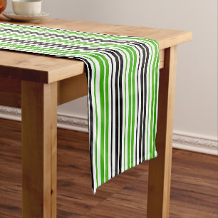 Caminho De Mesa Pequeno Padrão de Listras Verde Preto Branco Design